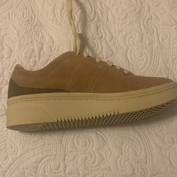 Dr. Scholl's Tan Suede Platform Sneakers with Cream Laces - Picture 6 of 9